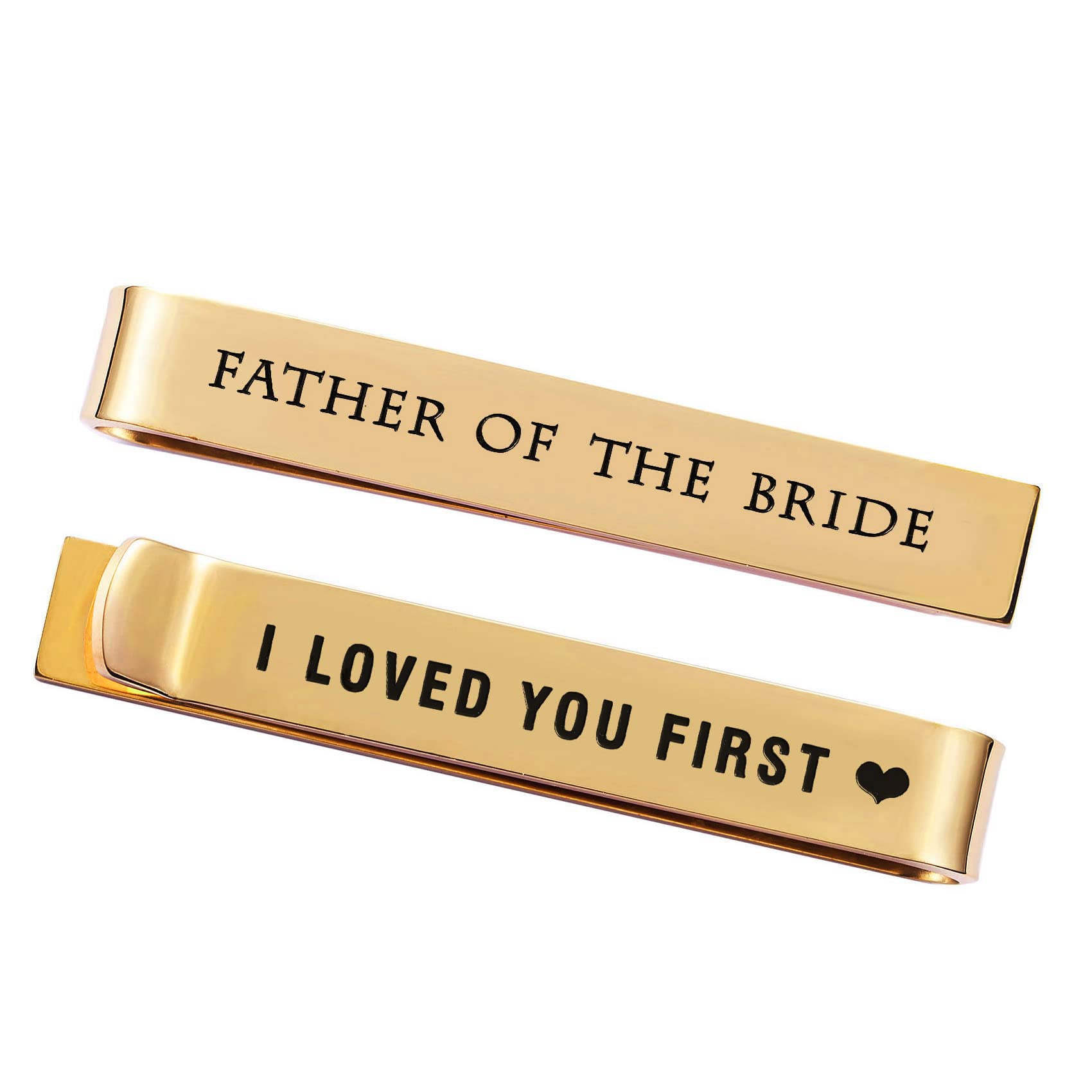 Father Of The Bride Gifts Tie Clip Wedding Gift for Dad Gold Plated Tie Clips Stainless Steel Tie Bars