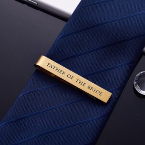 Father Of The Bride Gifts Tie Clip Wedding Gift for Dad Gold Plated Tie Clips Stainless Steel Tie Bars