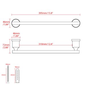 Alise Bath Towel Bars,Towel Holder Towel Racks for Bathroom Lavatory,16 Inch SUS304 Stainless Steel Hand Towel Hanger Wall Mount Towel Rail,Gold Finish GNM7003-G