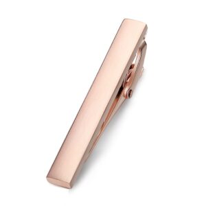 HONEY BEAR Mens Boys Skinny Tie Clip Bar for Narrow Tie Wedding Gift 4cm Rose Gold