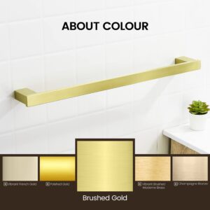 BATHSIR 24 Inch Brushed Gold Towel Bar, Gold Towel Rack Bathroom Towel Holder Square Wall Mounted Stainless Steel