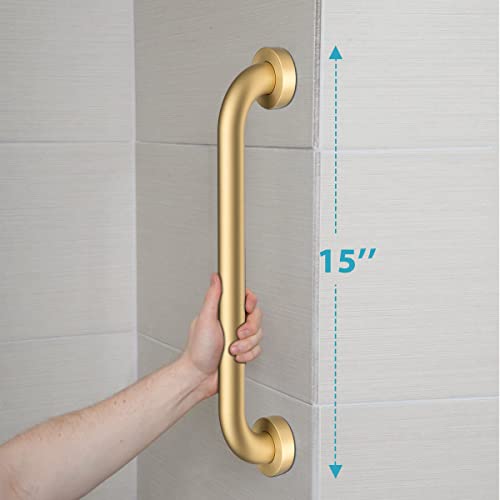 Gabrylly 15“ Grab Bar Handle for Bathroom Toilet Bathtubs and Showers, Brushed Gold