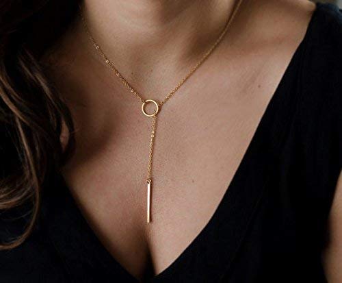 Slip Chain Choker Necklace Long Gold Necklaces for Women Trendy Long Layered Necklaces Gold Earrings and Necklaces Set for Wedding Jewelry Gold Bar Y Lariat Necklace Summer Wedding Guest Dresses Accessories