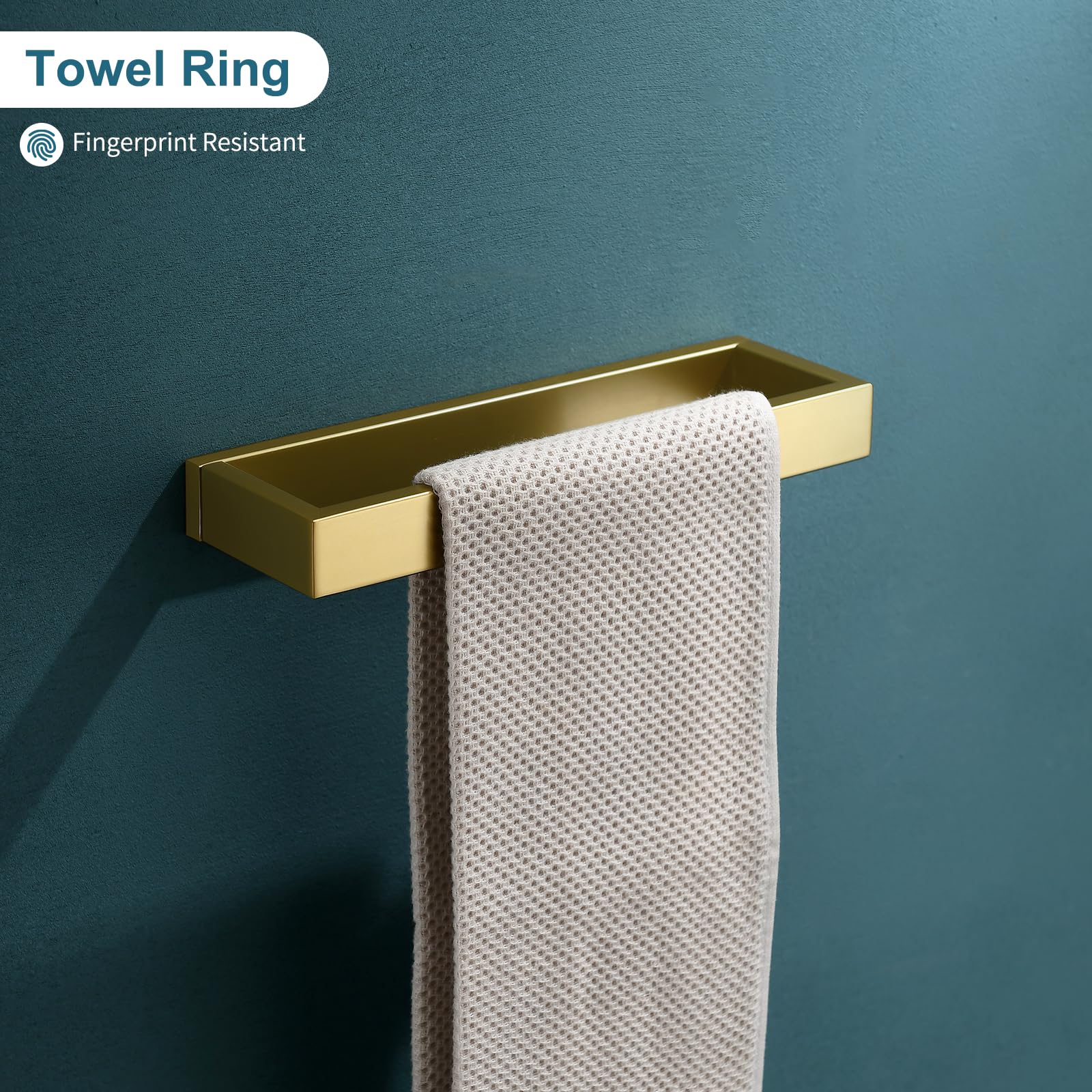 TNOMS 4 Pieces Bathroom Hardware Accessories Set Modern Gold Towel Bar Set Set Towel Holder Set for Bathroom Stainless Steel Wall Mounted,23.6 Inch