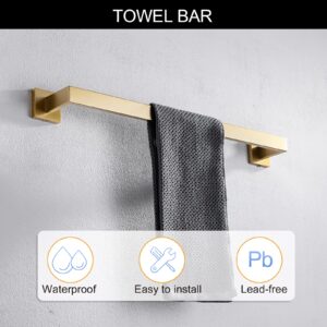 TURS Brushed Gold Single Towel Bar Stainless Steel Bathroom Towel Holder Rail Wall Mounted Towel Rack