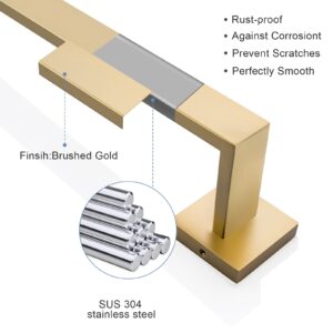 TURS Brushed Gold Single Towel Bar Stainless Steel Bathroom Towel Holder Rail Wall Mounted Towel Rack