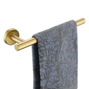 jqk hand towel holder towel ring gold, thicken 0.8mm 304 stainless steel bathroom hand towel bar, 9 inch wall mount towel rack hanger, brushed gold, thh110l9-bg