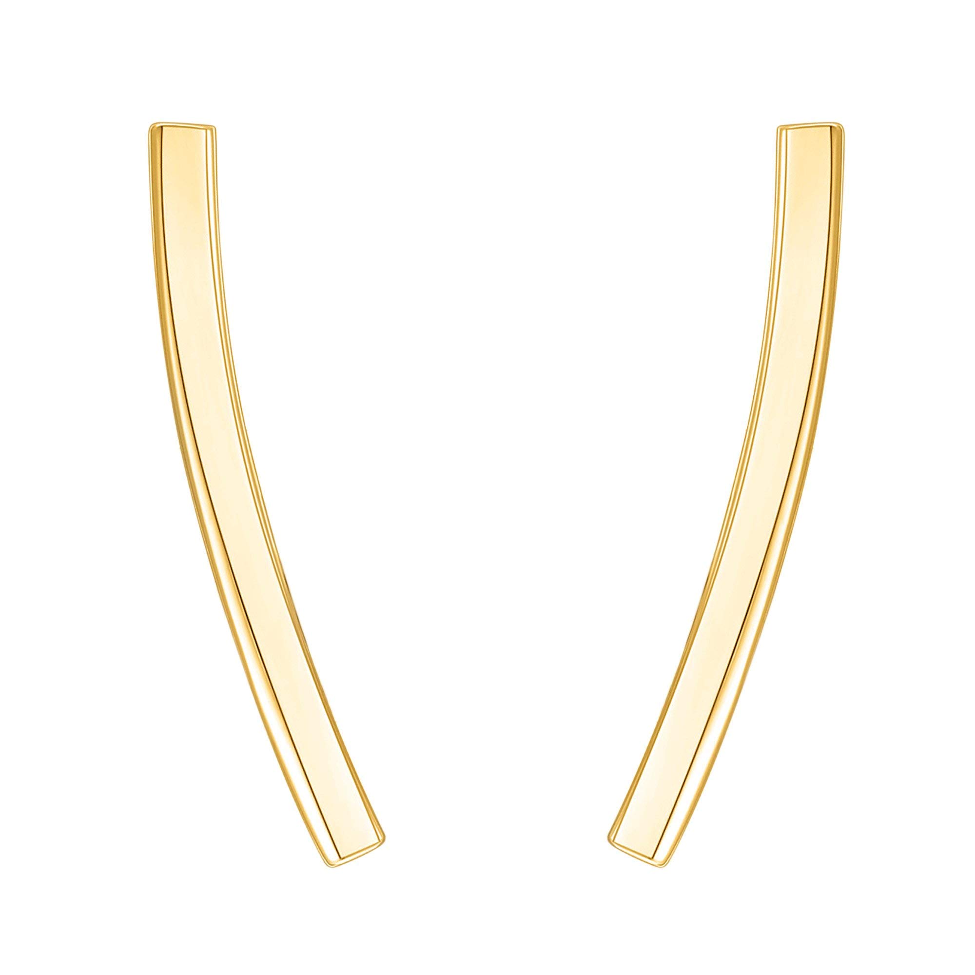 PAVOI 14K Yellow Gold Plated Sterling Silver Post Crawler Earrings Cuff Studs