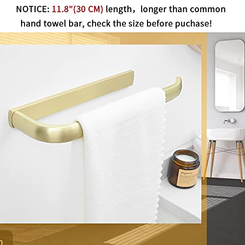 BESy Brass Hand Towel Bar for Bathroom Brushed Gold, Rustproof Wall Mounted Towel Rack Hanger Bathroom Hardware Accessories Towel Holder 12 Inch