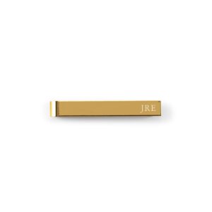 Weddingstar Men's Custom Engraved Stainless Steel Gold Tie Bar - Serif Monogram