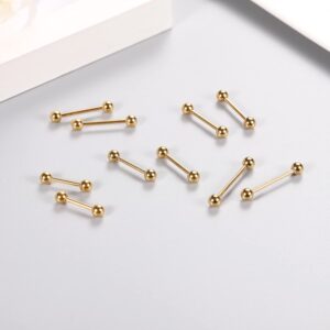 GAGABODY 14G Nipple Rings 12mm Nipple Piercings Gold Nipple Barbells16mm Nipple Jewelry 18mm Long Bar Nipple Ring 20mm Stainless Steel Tongue Barbell 14mm Barbells Piercing Jewelry for Women men