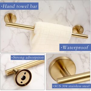 10 Pcs Matte Bathroom Hardware Set SUS304 Bathroom Hanger Set 16 Inch Hand Towel Bar Towel Holder Toilet Paper Holder Angled Hook 2 Robe Towel Hooks Wall Mounted Bathroom Accessory (Gold)