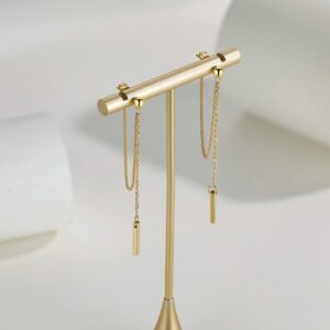 Dainty 18K Gold Plated Chain Earrings for Women - Long Threader Earring with Hypoallergenic Bar Drop Dangle Design, Elegant Line Dangly Jewelry Gift