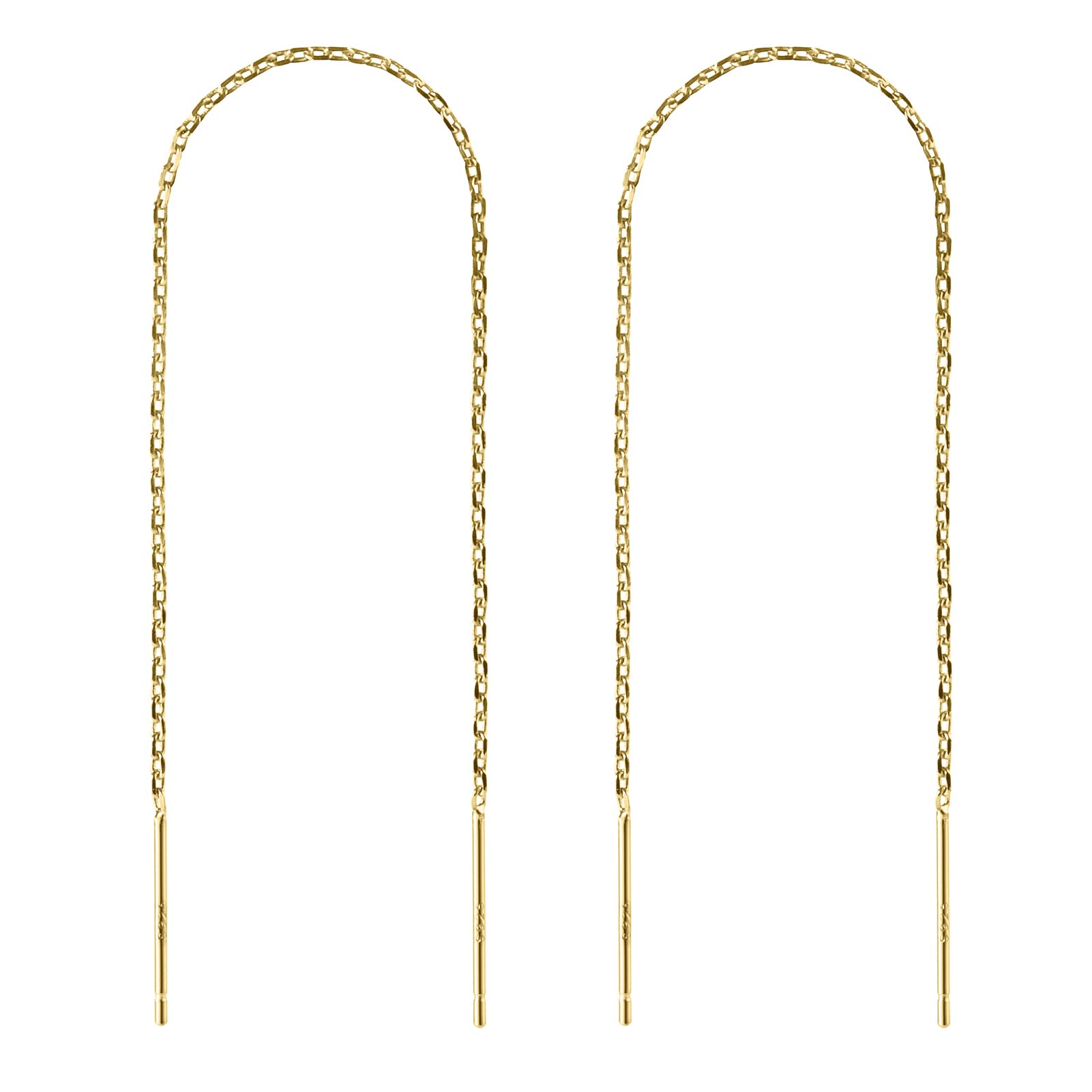 Gold Threader Earrings for Women 18K Gold Filled Chain Earrings Dainty Bar Drop Dangle Long Thread Earring Dangly Double Piercing Hypoallergenic Jewelry Gift