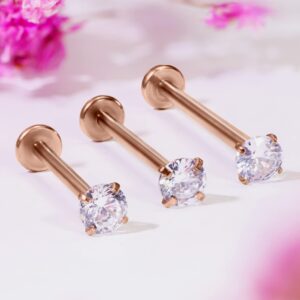 Kridzisw 16G Gold Cheek Piercing Jewelry 316L Stainless Surgical Steel Cheek Dimple Tongue Extra Long Lip Labret Medusa Monroe Rings Stud Barbell Bar Piercing Jewelry for Women Men 4mm 14mm 16mm 19mm