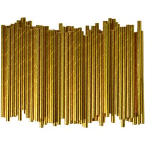 Chunspak 5.75 Inch Disposable Short Gold Paper Straws & Stirrers, Sipping Stir Sticks (500 Counts) - for Cocktail, Short Drinks, Wedding, Party, Bars, Restaurants