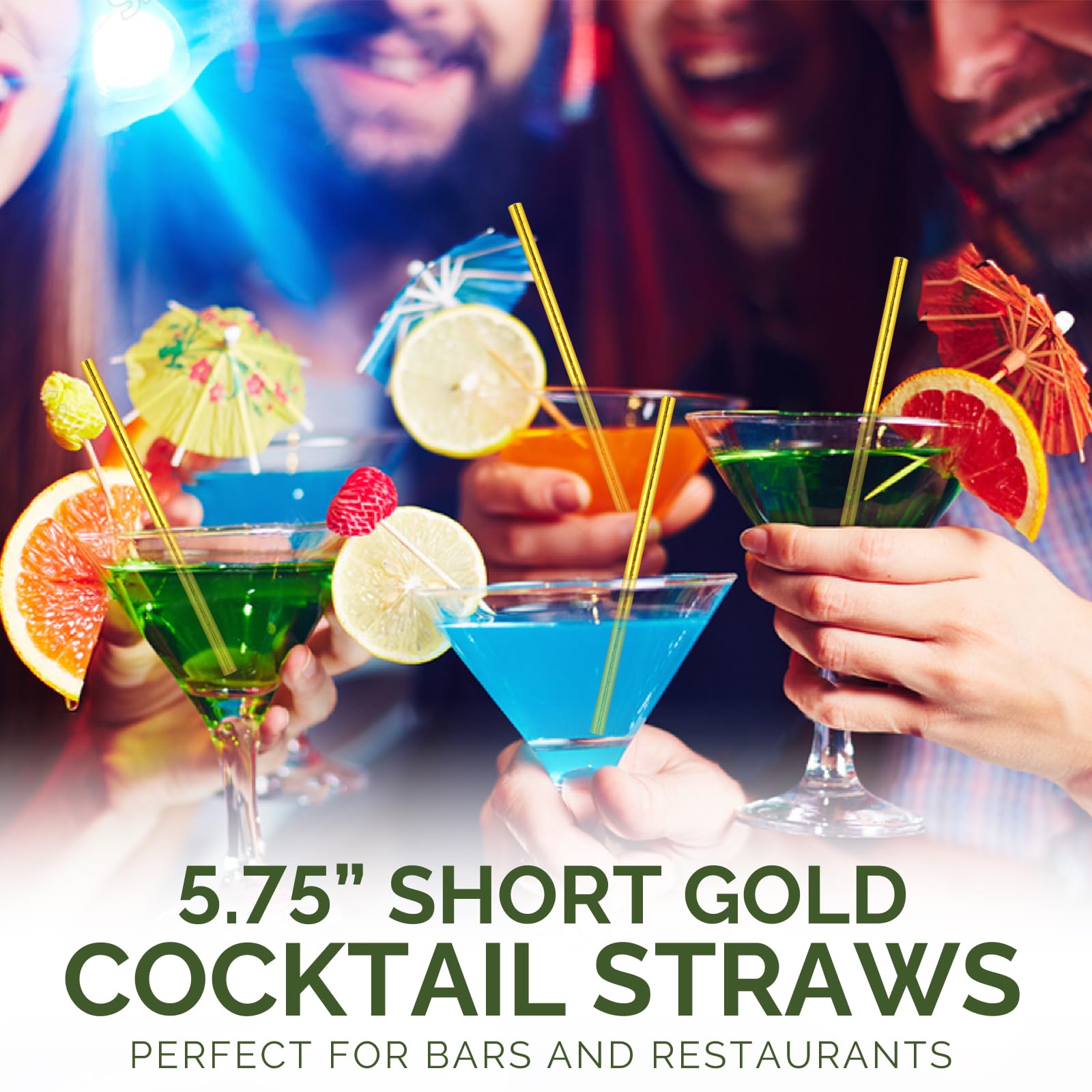 Chunspak 5.75 Inch Disposable Short Gold Paper Straws & Stirrers, Sipping Stir Sticks (500 Counts) - for Cocktail, Short Drinks, Wedding, Party, Bars, Restaurants