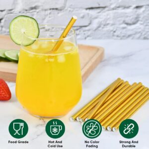 Chunspak 5.75 Inch Disposable Short Gold Paper Straws & Stirrers, Sipping Stir Sticks (500 Counts) - for Cocktail, Short Drinks, Wedding, Party, Bars, Restaurants