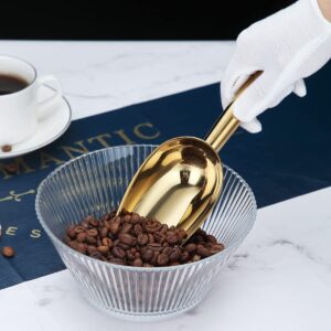 Berglander Stainless Steel Gold Ice Scoop 6 OZ, Titanium Golden Plating Metal Ice Scooper For Ice Maker, Multipurpose For Candy Wedding Kitchen Bar Party, Pet Animal Dog Food Scoop Beach Shovel