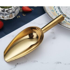 Berglander Stainless Steel Gold Ice Scoop 6 OZ, Titanium Golden Plating Metal Ice Scooper For Ice Maker, Multipurpose For Candy Wedding Kitchen Bar Party, Pet Animal Dog Food Scoop Beach Shovel