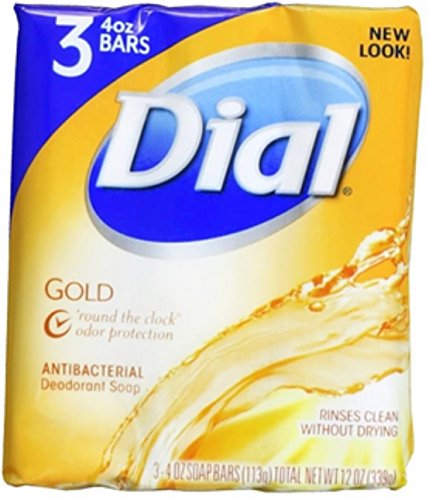 Dial Antibacterial Deodorant Soap Bar, Gold, 4 oz bars, 3 ea (Pack of 6)