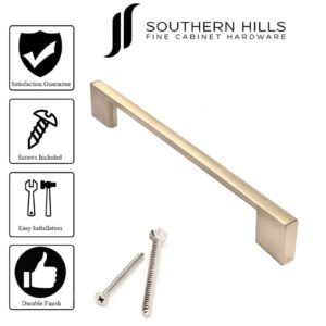 Southern Hills 5 Pack Gold Cabinet Pulls 160mm Brushed Gold Drawer Pulls Gold Handles for Drawers Brushed Brass Drawer Pulls Gold Cabinet Handles Brass Cabinet Pulls Gold Kitchen Hardware Cupboard
