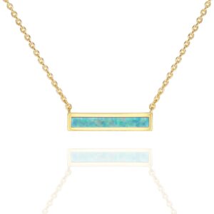 pavoi 14k gold plated thin bar green opal necklace 16-18"