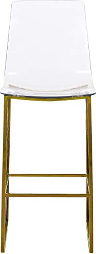 Meridian Furniture Lumen Collection Modern Contemporary Acrylic Counter Stool with Stainless Steel Base, 16.5" W x 20" D x 42" H, Gold