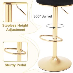 ODUWA Velvet Barstool Set of 4,Woven 360° Swivel Counter Height Bar Stools with Gold Metal Legs,Modern Adjustable Dining Kitchen Pub Accent Chair with Back and Footrest Counter Height Dining Chairs