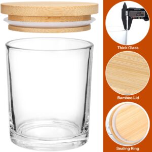 JuneHeart 15 Pack 6 OZ Candle Jars for Making Candles, Empty Glass Candle Jars with Bamboo Lids and 50 Candle Wicks Kit for Making Candles-Dishwasher Safe (Clear Jars, 15 Pack 8OZ)