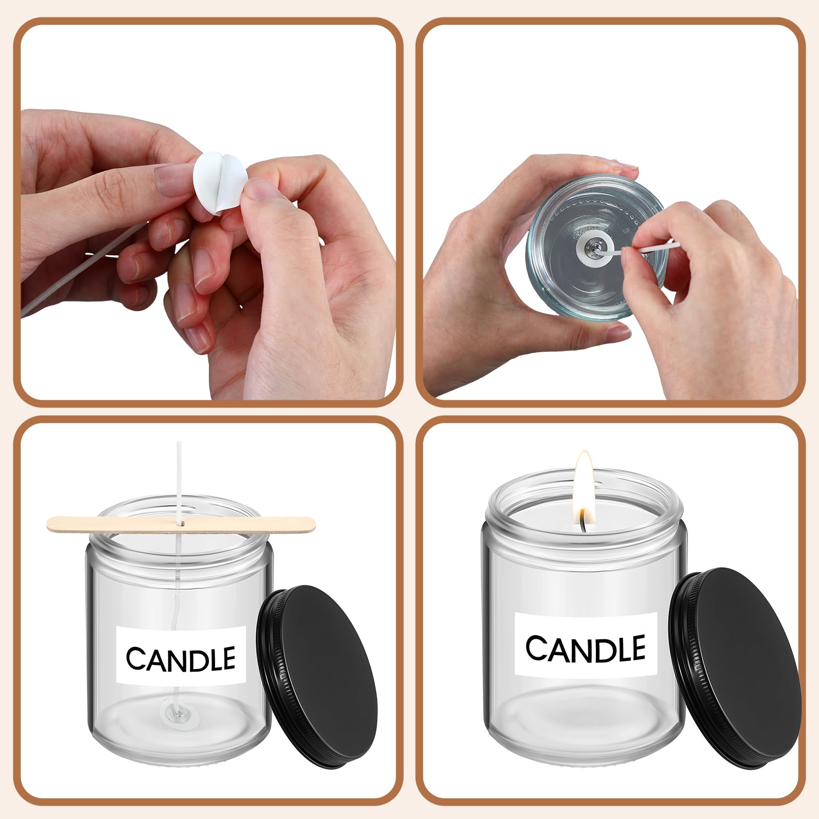 Dandat Candle Making Kit for Adults Beginners Candle Making Supplies DIY Crafts Kits including 20 Candle Jars with 100 Candle Wick 100 Wicks Stickers and Wooden Centering Devices for Making Candles