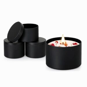 24 Pieces 4 Oz Black Candle Tins,4oz Candle Jars Candle Containers with Lids, Candle Tin for Candles Making, Arts & Crafts, Storage, and Gifts