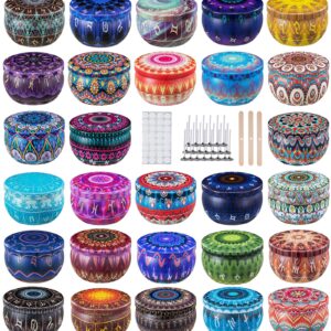 Ahyiyou Candle Tins Candle Making Kits 28 Pcs 28 Zodiac Patterns 2.2 OZ, DIY Empty Candle Containers with Lids, Candle Wicks, Wicks Holder, Wicks Stickers, Arts & Crafts, Storage & More