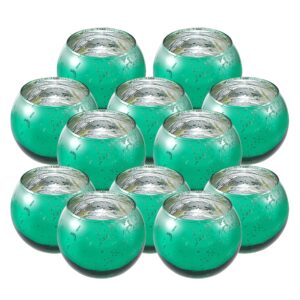 foryillumi 12 pack 2oz ball shape candle jars, gandle glass set,christmas candle jars,candle container tumbler jar for candle making candle tins candle making supplies - green