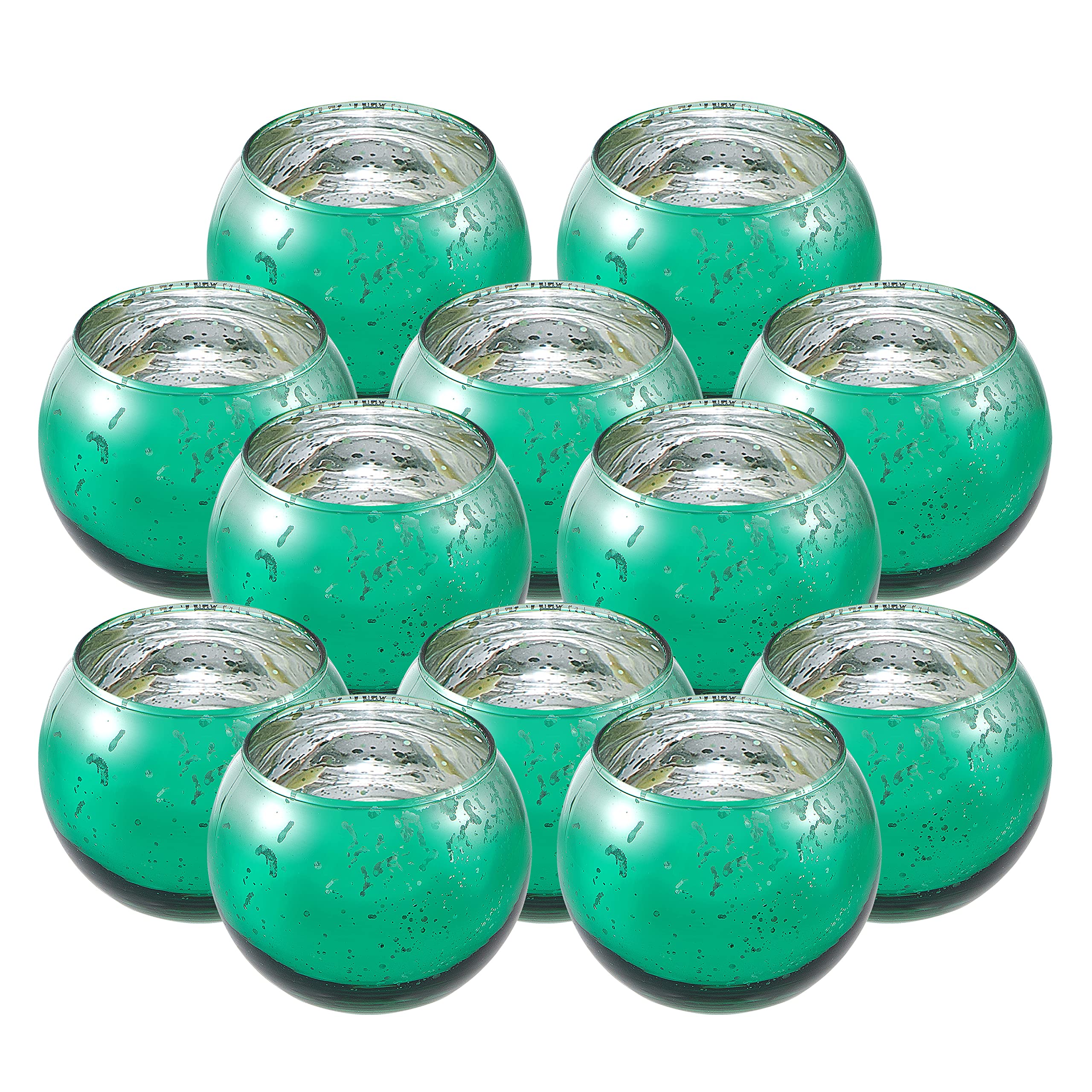 FORYILLUMI 12 Pack 2oz Ball Shape Candle Jars, Gandle Glass Set,Christmas Candle Jars,Candle Container Tumbler Jar for Candle Making Candle Tins Candle Making Supplies - Green