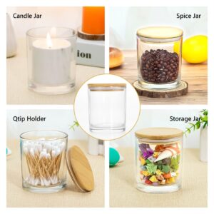 15 Pack Empty Clear Candle Jars with Bamboo Lids,10 OZ Glass Candle Jars for Making Candles,Bulk Jars for Making Candle Containers-Dishwasher Safe (Clear)