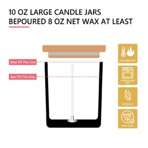 15 Pack Empty Clear Candle Jars with Bamboo Lids,10 OZ Glass Candle Jars for Making Candles,Bulk Jars for Making Candle Containers-Dishwasher Safe (Clear)