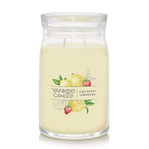 Yankee Candle Iced Berry Lemonade Scented, Signature 20oz Large Jar 2-Wick Candle, Over 60 Hours of Burn Time