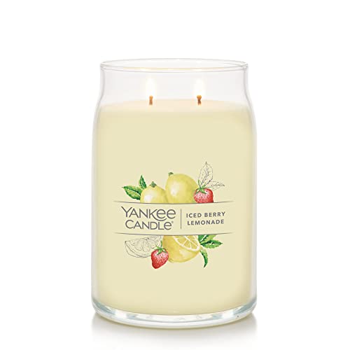 Yankee Candle Iced Berry Lemonade Scented, Signature 20oz Large Jar 2-Wick Candle, Over 60 Hours of Burn Time