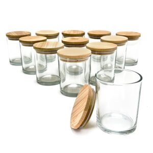 Direct Candle Supply Glass 8 Fl Oz Tumbler/Jar Clear with Wood Lid 12pk for Candle Making