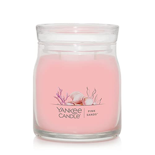 Yankee Candle Pink Sands Scented, Signature 13oz Medium Jar 2-Wick Candle, Over 35 Hours of Burn Time