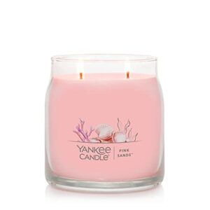 Yankee Candle Pink Sands Scented, Signature 13oz Medium Jar 2-Wick Candle, Over 35 Hours of Burn Time