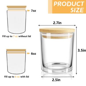 Artcome 16 Pcs Candle Glass Jars with Bamboo Lids Set for Making Candles - 16 7oz Empty Candle Jars, 16 Bamboo Lids, 16 Label Stickers, 16 Warning Labels, Dishwasher Safe