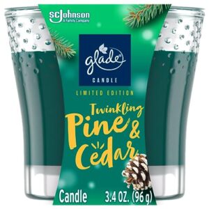 Glade Candle Jar, Air Freshener, Twinkling Pine & Cedar, Limited Edition Scent, 3.4 Oz