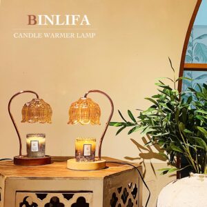 BINLIFA Candle Warmer Lamp, Dimmable Candle Warmer with Timer, Electric Candle Melt Warmer Compatible with Large Jar Candles