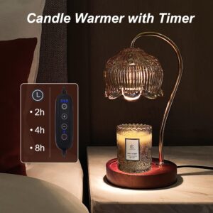 BINLIFA Candle Warmer Lamp, Dimmable Candle Warmer with Timer, Electric Candle Melt Warmer Compatible with Large Jar Candles