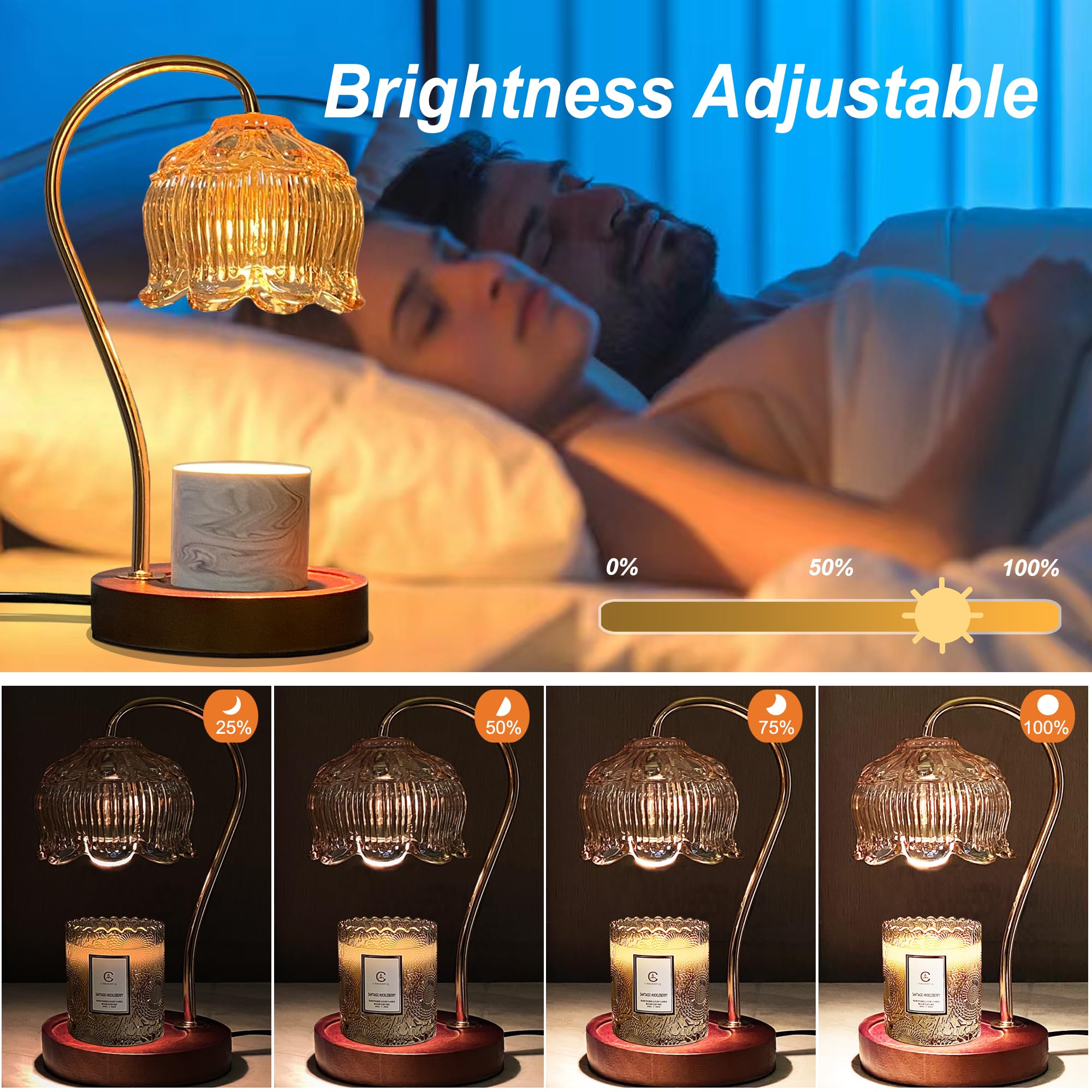 BINLIFA Candle Warmer Lamp, Dimmable Candle Warmer with Timer, Electric Candle Melt Warmer Compatible with Large Jar Candles