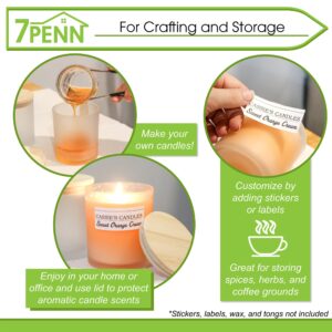 7Penn Empty Frosted Glass Candle Jars with Lids, 12pk - 10oz Candle Making Containers Glass Jars with Airtight Wood Lids