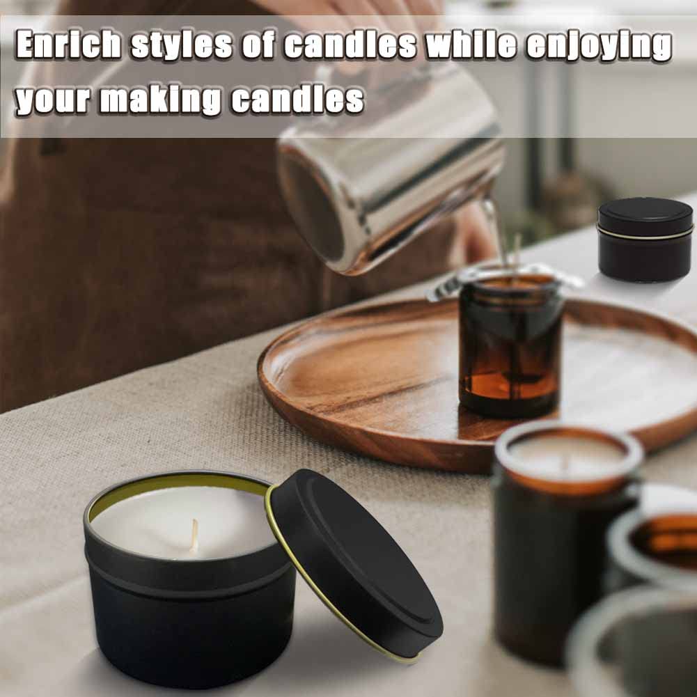 Bunhut Candle Tins,24 Pack 5oz Candle Tins for Making Candles,Bulk Candle Jars with Lids,Candle Containers for DIY Candle Making,Black Candle Tins,Empty Candle Jars for Making Candles (Black-5 oz)