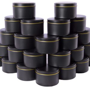 Edamame Candle Tin 24 Pcs,8oz,Candle Containers,Candle Jars for Candle Making,Arts&Crafts,Storage&More -Black